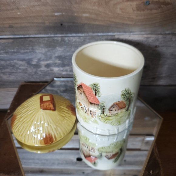 Marks Rosenfeld Vintage Kitchen Canister - Grain Mill Scene - 7" x 4 1/4" - Picture 3 of 7